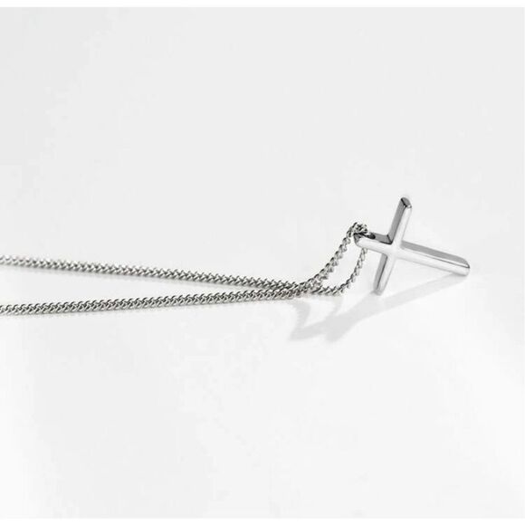 Simple Cross Charm Necklace Minimalist Gift Baptism Confirmation Religious Miles - Picture 3 of 4